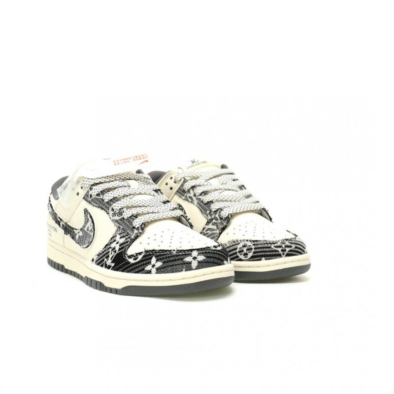 【AT13239】ルイ・ヴィトン x ナイキ SB ダンクロー スニーカー - リザード型押し牛革&デニム素材、高級感とストリートカルチャー融合 🔥 | LV x Nike