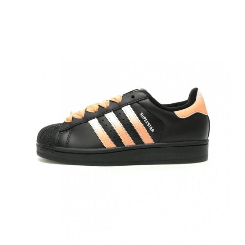 2759596_1 【AT13583】アディダスオリジナルス スーパースターII 黒からオレンジへのグラデーションカラースキーマ グレインレザー素材 ファッション性と快適性を兼ね備えたストリートファッションアイコン | Adidas Superstars