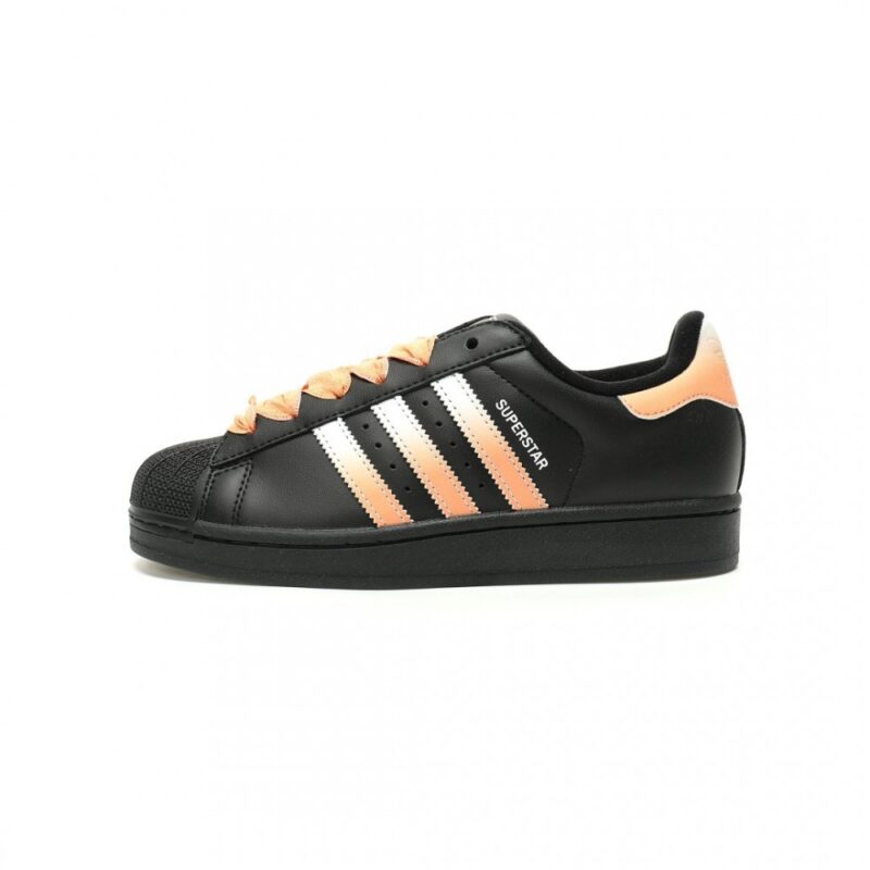 【AT13583】アディダスオリジナルス スーパースターII 黒からオレンジへのグラデーションカラースキーマ グレインレザー素材 ファッション性と快適性を兼ね備えたストリートファッションアイコン | Adidas Superstars