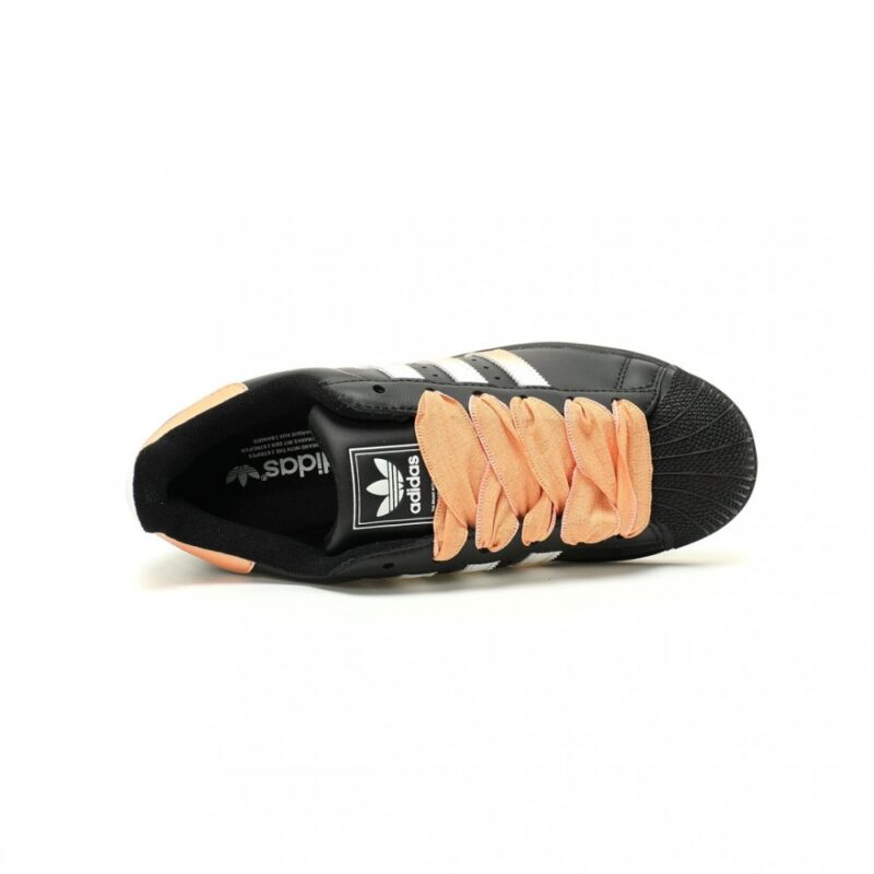 【AT13583】アディダスオリジナルス スーパースターII 黒からオレンジへのグラデーションカラースキーマ グレインレザー素材 ファッション性と快適性を兼ね備えたストリートファッションアイコン | Adidas Superstars