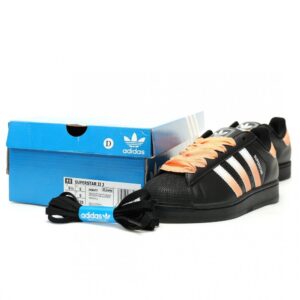 【AT13583】アディダスオリジナルス スーパースターII 黒からオレンジへのグラデーションカラースキーマ グレインレザー素材 ファッション性と快適性を兼ね備えたストリートファッションアイコン | Adidas Superstars