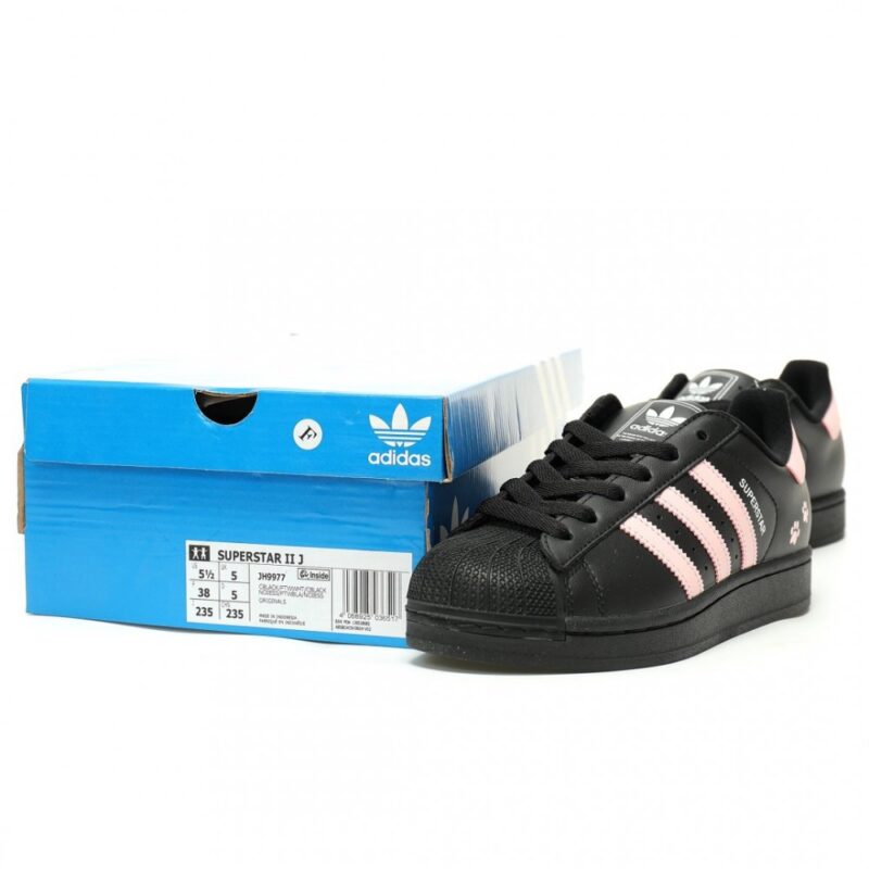 【AT13585】アディダスOriginalsスーパースターII女性向けブラックピンク猫足スニーカー | Superstar