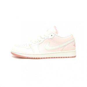 【AT14004】ナイキ Air Jordan 1 Lowクラシックスニーカー - ふわふわピンクアイボリー、高品質の牛革素材、防滑耐摩耗性アウトソール | Nike Air Jordan