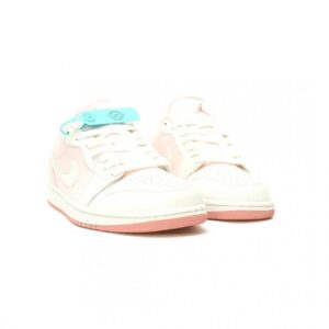 【AT14004】ナイキ Air Jordan 1 Lowクラシックスニーカー - ふわふわピンクアイボリー、高品質の牛革素材、防滑耐摩耗性アウトソール | Nike Air Jordan