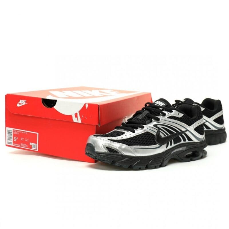 【AT14034】ニュースタイル👟🔥 Nike Air Max Moto 2Kシリーズ レトロランニングシューズ - メタルシルバーとブラックのユニセックスデザイン | Nike Air Max