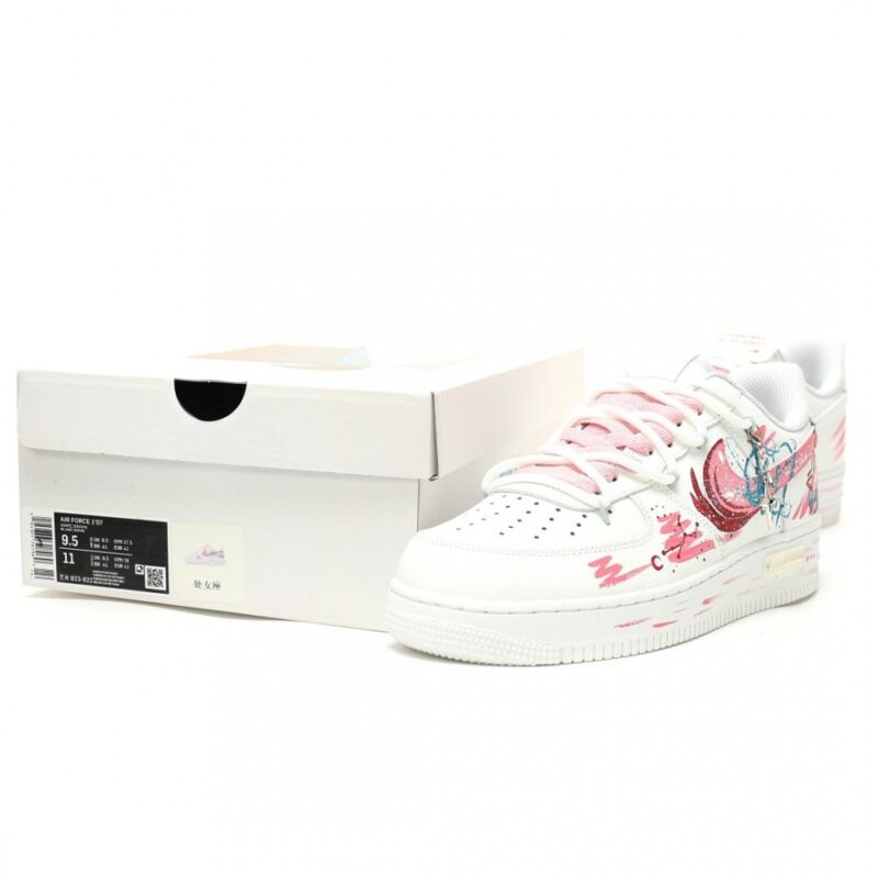 【AT14314】ナイキ Air Force 1 '07 Low × Off-White ホワイトとピンクのグラフィティデザイン | OffWhite x Nike