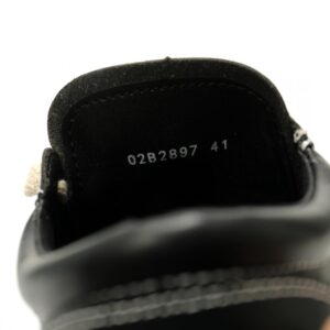 【AT14348】リック・オウエンズ デザイナーとのVans Old Skool レザースニーカー 黒光沢皮革とベージュスエードのユニークなデザイン | Converse