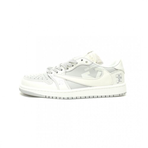 354136655_1 【AT14395】Travis Scott × Off-White × Nike Air Jordan 1 Low スニーカー - グレーと白のコラボデザイン | Travis Scott x Nike