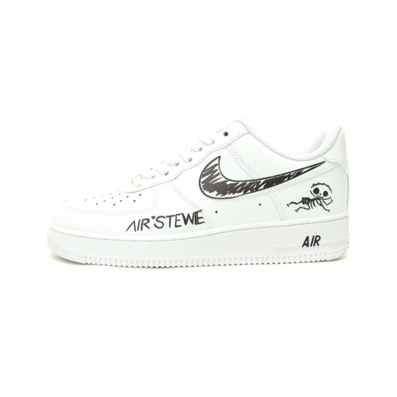 【AT14928】ナイキ Air Force 1 '07 Low ホワイトブラック スカルグラフィティカスタムバージョン | Nike Air Force 1