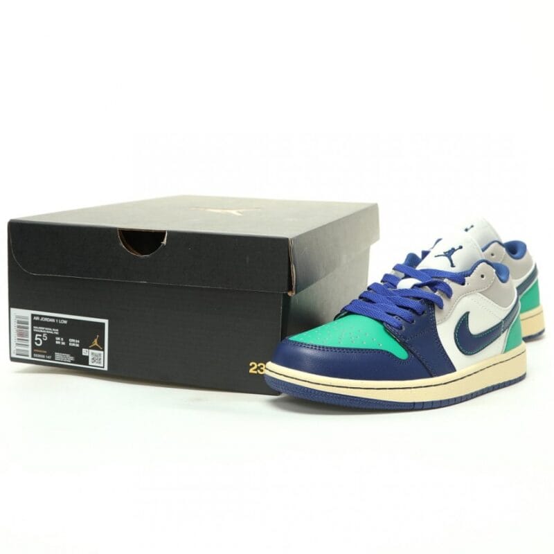 【AT14934】Nike Air Jordan 1 Lowスニーカー - 青と緑のコントラストデザイン | Jordan