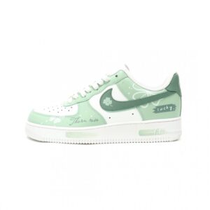 【AT14965】Nike Air Force 1 '07 Low カスタムグラフィティシューズ 緑白 幸運草デザイン | Nike Air Force 1