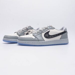 【AT1516】ナイキAJ1ディオールコラボホワイトグレージョーダン/Air Jordan aj1 ジョーダン1st ジョーダン1st ローカットシリーズDior x Air Jordan 1 low ジョーダン1stローカットディオールコラボ