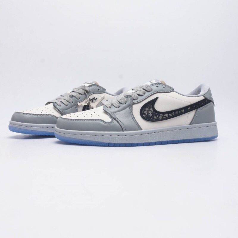 【AT1516】ナイキAJ1ディオールコラボホワイトグレージョーダン/Air Jordan aj1 ジョーダン1st ジョーダン1st ローカットシリーズDior x Air Jordan 1 low ジョーダン1stローカットディオールコラボ