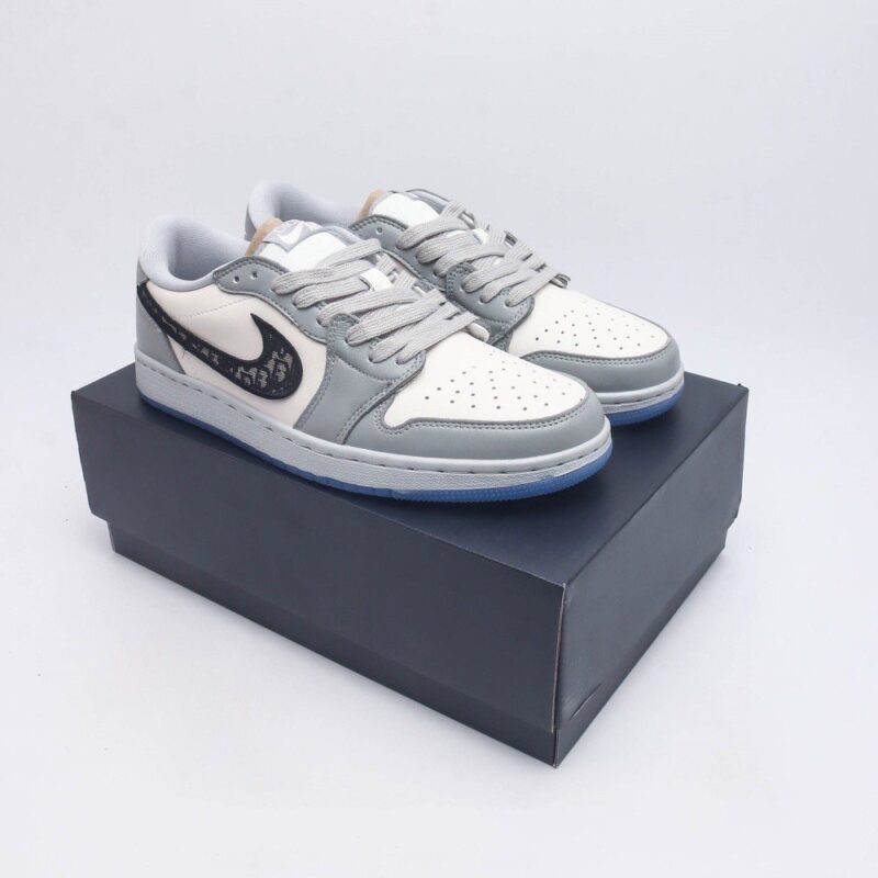 【AT1516】ナイキAJ1ディオールコラボホワイトグレージョーダン/Air Jordan aj1 ジョーダン1st ジョーダン1st ローカットシリーズDior x Air Jordan 1 low ジョーダン1stローカットディオールコラボ