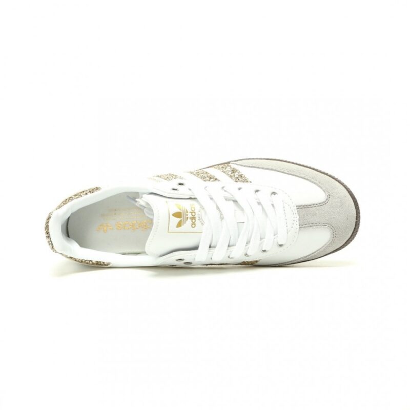 【AT15227】アディダスオリジナルスSamba OG シリーズ-ホワイトグレーゴールドスパンクル配色-ファッショナブルなファッションスニーカー | Adidas Samba