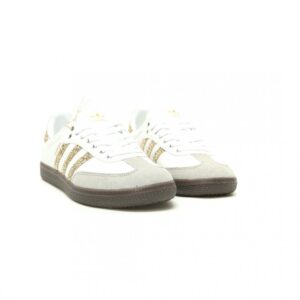 【AT15227】アディダスオリジナルスSamba OG シリーズ-ホワイトグレーゴールドスパンクル配色-ファッショナブルなファッションスニーカー | Adidas Samba