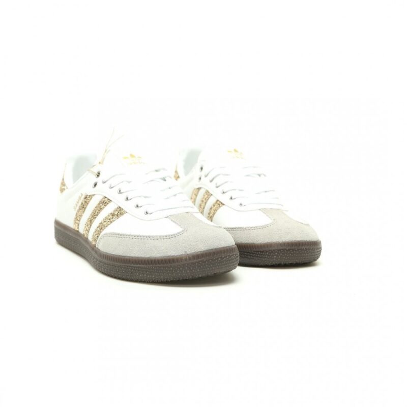 【AT15227】アディダスオリジナルスSamba OG シリーズ-ホワイトグレーゴールドスパンクル配色-ファッショナブルなファッションスニーカー | Adidas Samba