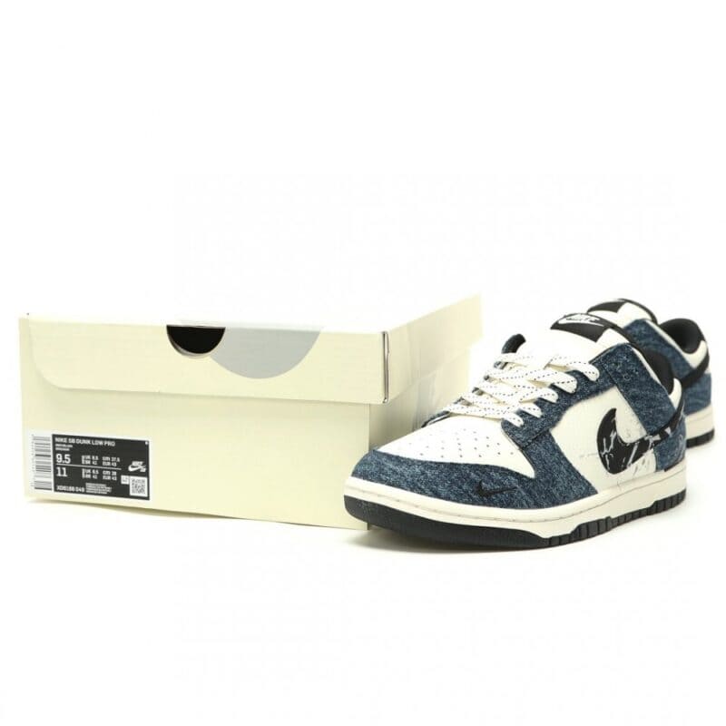 【AT15244】ナイキSBダンクロー | 男女兼用 | スケートボードシューズ | 高品質牛革とデニム | ユニークな都市ファッション | Dunk