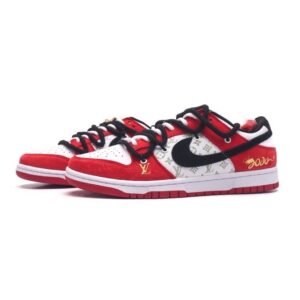 【AT1533】Louis Vuitton x Nike Nike Dunk Low Retro ナイキ ダンク ロー レトロ スニーカー 2024 新年モデル レッドシューズ レトロデザイン ダブルストラップ ルイ・ヴィトンコラボモデル