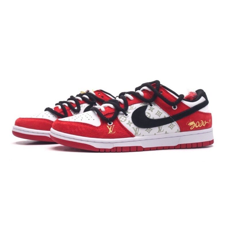 【AT1533】Louis Vuitton x Nike Nike Dunk Low Retro ナイキ ダンク ロー レトロ スニーカー 2024 新年モデル レッドシューズ レトロデザイン ダブルストラップ ルイ・ヴィトンコラボモデル