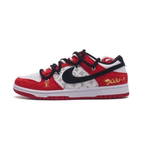 【AT1533】Louis Vuitton x Nike Nike Dunk Low Retro ナイキ ダンク ロー レトロ スニーカー 2024 新年モデル レッドシューズ レトロデザイン ダブルストラップ ルイ・ヴィトンコラボモデル