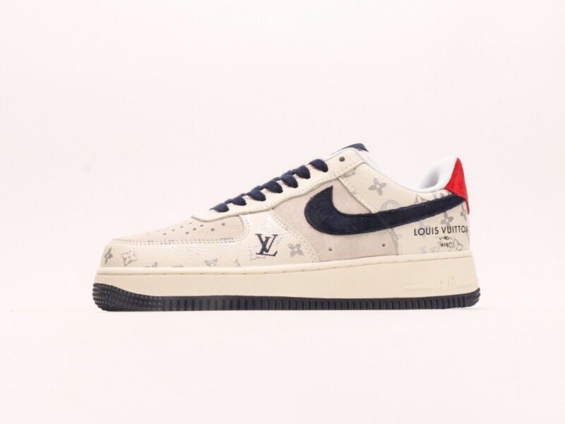 【AT2762】Nike Air Force 1 Low 07 x Louis Vuitton ナイキ エア フォース 1 ロー 07 x ルイ・ヴィトン ホワイト ブルー レッド プリント エア フォース 1 ロー ユニバーサル カジュアル スポーツ スニーカー