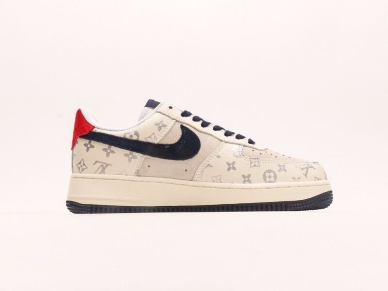 【AT2762】Nike Air Force 1 Low 07 x Louis Vuitton ナイキ エア フォース 1 ロー 07 x ルイ・ヴィトン ホワイト ブルー レッド プリント エア フォース 1 ロー ユニバーサル カジュアル スポーツ スニーカー