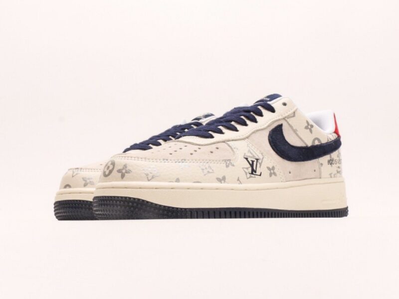 【AT2762】Nike Air Force 1 Low 07 x Louis Vuitton ナイキ エア フォース 1 ロー 07 x ルイ・ヴィトン ホワイト ブルー レッド プリント エア フォース 1 ロー ユニバーサル カジュアル スポーツ スニーカー