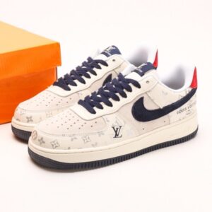 【AT2762】Nike Air Force 1 Low 07 x Louis Vuitton ナイキ エア フォース 1 ロー 07 x ルイ・ヴィトン ホワイト ブルー レッド プリント エア フォース 1 ロー ユニバーサル カジュアル スポーツ スニーカー