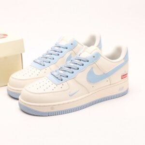 【AT2777】Supreme x Nike ストーンアイランド x Nike Nike Air Force 1'07 Low Supreme 石島コラボ-スカイブルー エアフォース1ローローカットカジュアルスニーカー