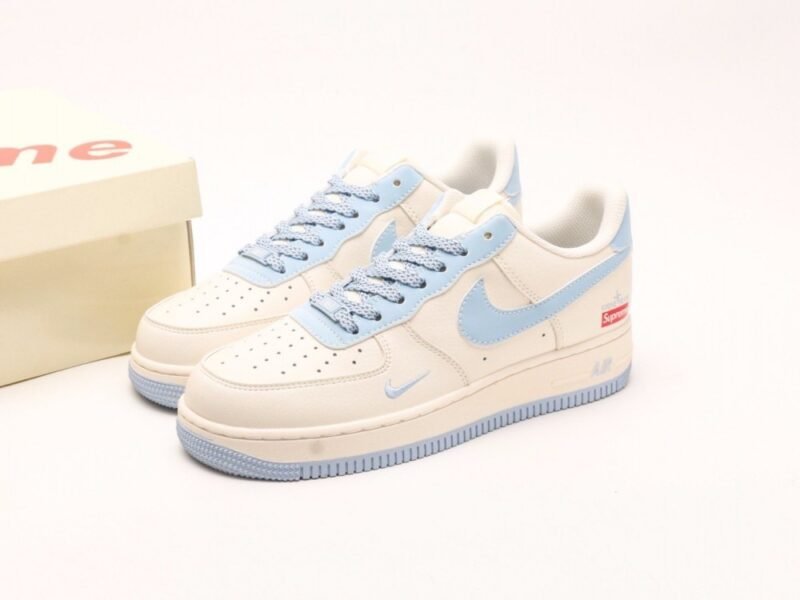 【AT2777】Supreme x Nike ストーンアイランド x Nike Nike Air Force 1'07 Low Supreme 石島コラボ-スカイブルー エアフォース1ローローカットカジュアルスニーカー