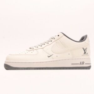【AT2790】LV x NikeのNike Air Force 1'07 Low LVコラボ-オフホワイトグレーのスウッシュエアフォース1ローカットカジュアルスニーカー