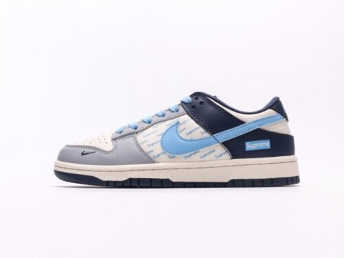【AT2938】Nike SB Dunk Low Supremeコラボ - 英語のグレーブルー　アニバーサリーハイエンドカスタム　ローライズカジュアルスニーカー