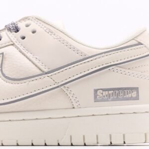 【AT2940】Nike SB Dunk Low x Supremeのコラボレーション - ホワイトグレーのスウッシュアニバーサリーハイエンドカスタムローカットカジュアルスニーカー