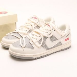 【AT2943】Nike SB Dunk Low x Supremeとのコラボレーション-白銀キツネ刻印アニバーサリーハイエンドカスタマイズローカットカジュアルスニーカー