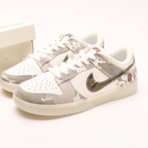【AT2951】Bape x Nike Dunk Low ホワイト＆ブルー スウッシュ このデザインは伝統的な産業デザインの制約を破ることを主張しています。