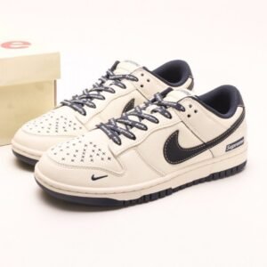 【AT2962】Nike SB Dunk Low Supremeコラボ-ネイビーキャンバス 記念のハイエンドカスタム ローカットカジュアルスニーカー