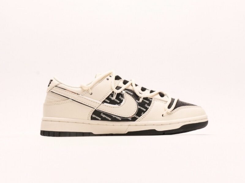【AT2963】Nike SB Dunk Low Supremeコラボ- ホワイトブラック刻印 アニバーサリー上質カスタム ローカットカジュアルスニーカー
