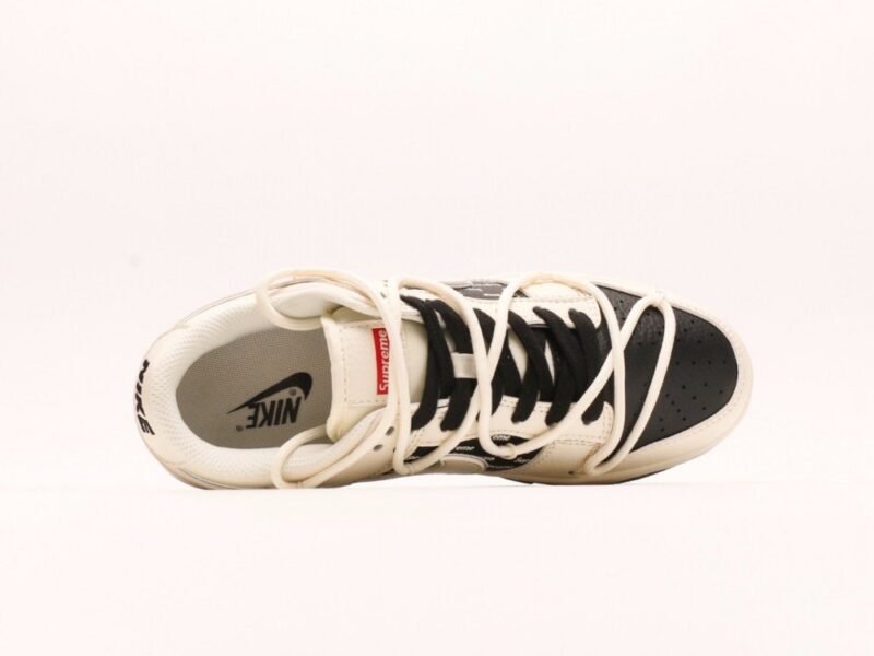 【AT2963】Nike SB Dunk Low Supremeコラボ- ホワイトブラック刻印 アニバーサリー上質カスタム ローカットカジュアルスニーカー