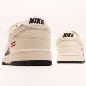 【AT2963】Nike SB Dunk Low Supremeコラボ- ホワイトブラック刻印 アニバーサリー上質カスタム ローカットカジュアルスニーカー
