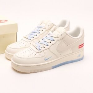 【AT2967】Nike x Supreme Nike Air Force 1'07 Low Supremeコラボ-ホワイトブルーツートン エアフォース1ローウェアラブルカジュアルシューズ