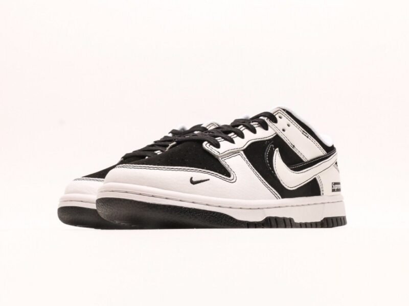 【AT2973】Nike x Supreme Nike SB Dunk Low Supremeコラボ- 反転ブラックホワイトチェック アニバーサリーハイエンドカスタム ローカットカジュアルスニーカー
