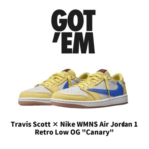 【AT3089】Travis Scott × Nike WMNS Air Jordan 1 Retro Low OG "Canary" トラヴィス・スコット × ナイキ ウィメンズ エアジョーダン1 レトロ ロー OG "カナリー" 品番: DZ4137-700