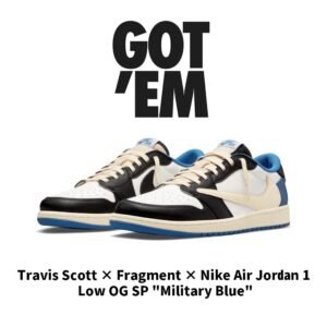 【AT3094】Travis Scott × Fragment × Nike Air Jordan 1 Low OG SP "Military Blue" トラヴィス・スコット × フラグメント × ナイキ エアジョーダン1 ロー OG SP "ミリタリー ブルー" DM7866-140