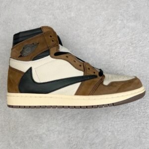 【AT3097】NIKE (ナイキ) ×TRAVIS SCOTT AIR JORDAN 1 RETRO HIGH OG TS SP トラヴィススコット エアジョーダン1 レトロハイOG TS SP ハイカットスニーカー ブラウン/ホワイト CD4487-100