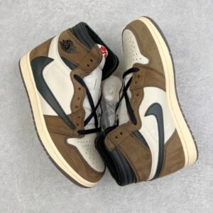 【AT3097】NIKE (ナイキ) ×TRAVIS SCOTT AIR JORDAN 1 RETRO HIGH OG TS SP トラヴィススコット エアジョーダン1 レトロハイOG TS SP ハイカットスニーカー ブラウン/ホワイト CD4487-100