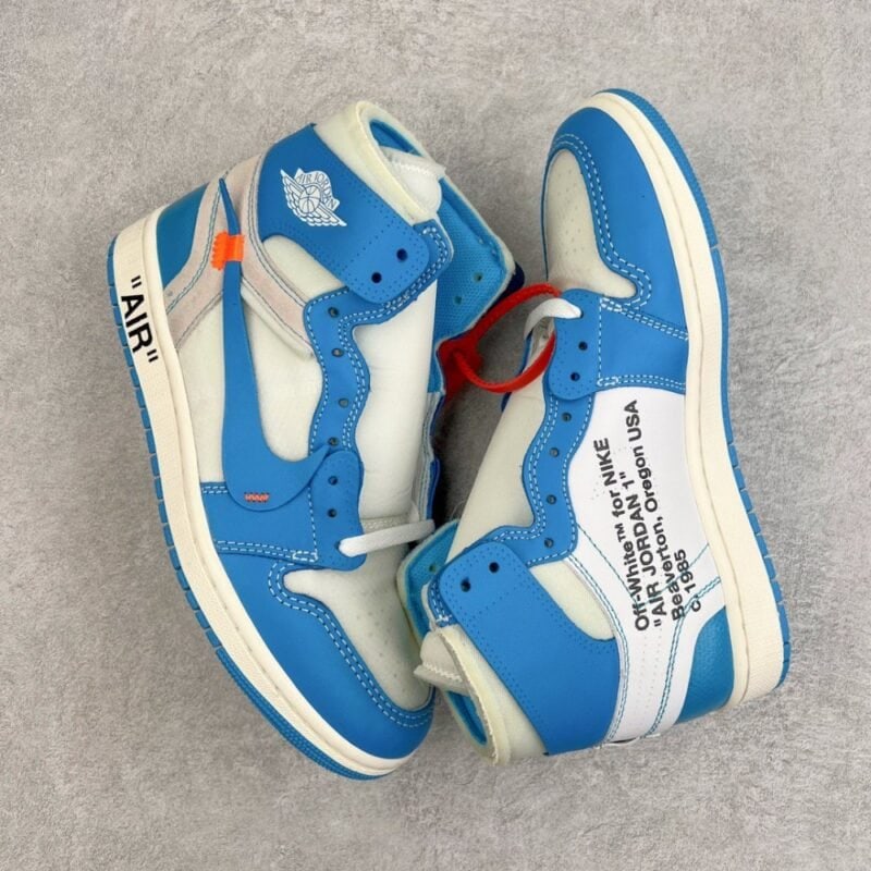 【AT3098】NIKE（ナイキ）× OFF-WHITE AIR JORDAN 1 POWDER BLUE UNC AQ0818-148 オフホワイト エアジョーダン1 パウダーブルー ハイカットスニーカー ホワイト/ブルー ブルー AQ0818-148