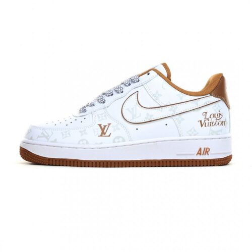 【AT3148】LV x Nike Air Force 1 '07 Low LV x ナイキ エアフォース1 '07 ロー “LVコラボ カーキ - ダークナイトエルフ” エアフォース1 ローカット スニーカー レジャーシューズ