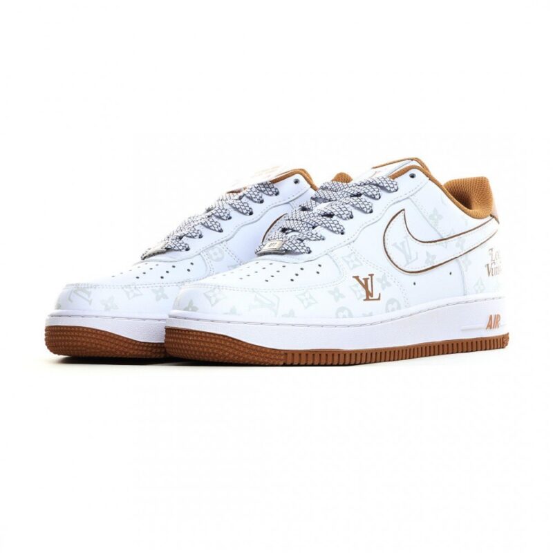 【AT3148】LV x Nike Air Force 1 '07 Low LV x ナイキ エアフォース1 '07 ロー “LVコラボ カーキ - ダークナイトエルフ” エアフォース1 ローカット スニーカー レジャーシューズ