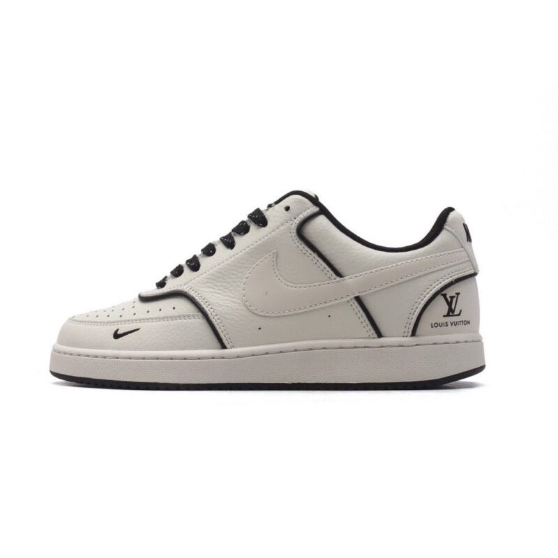【AT3183】LV x Nike Nike Court Vision Loは、80年代のレトロバスケットボールシューズを継承し、カレッジ風のディテールを加えたロープロファイルのスポーツシューズです。